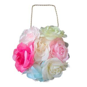 NWOT Satin/Multicolored Flower Handbag